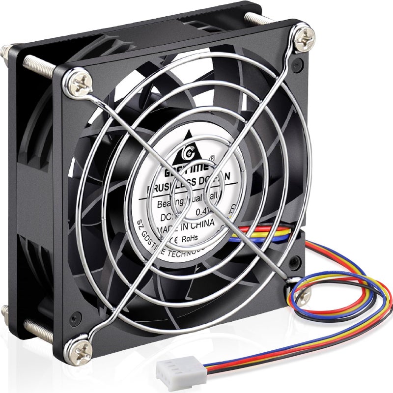 GDSTIME 80mm x 25mm PWM Fan 4-Pin, High Speed 12V 80x8025mm Static Pressure Computer Case PC CPU Cooler Cooling Fan - Image 1